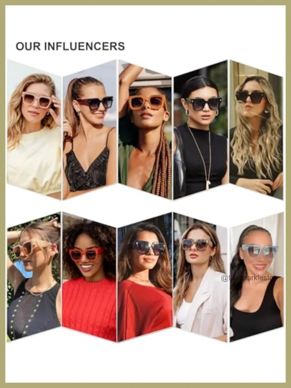Oversized Square UV400 Sunglasses with Polycarbonate Lenses & Plastic Frame